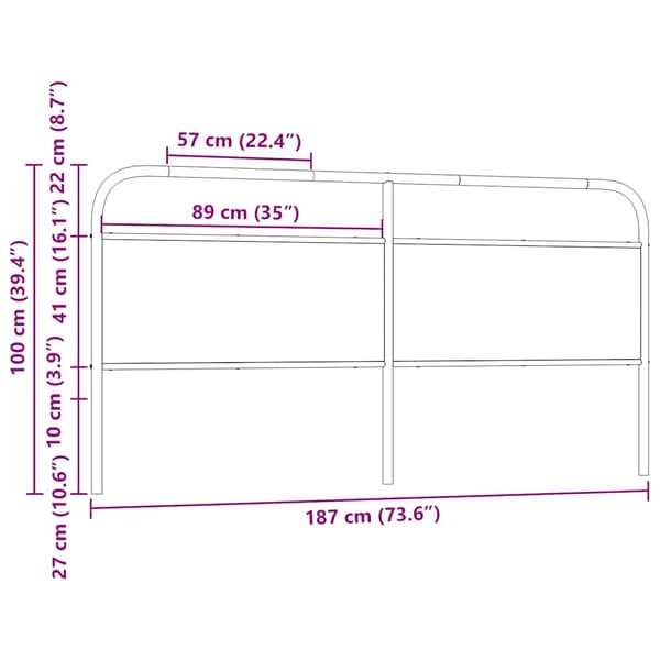 vidaXL sengegavl i røget egetræ 180 cm