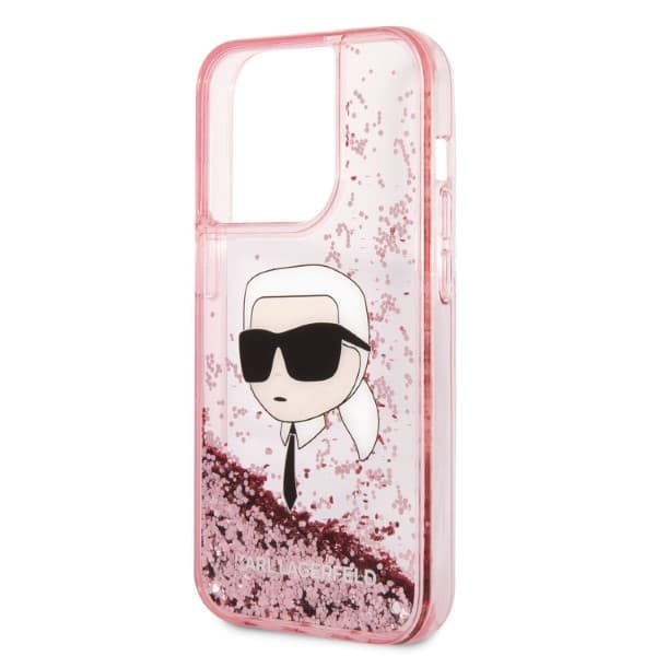 Karl Lagerfeld Glitter Karl Head-etui til iPhone 14 Pro Max, lyserød