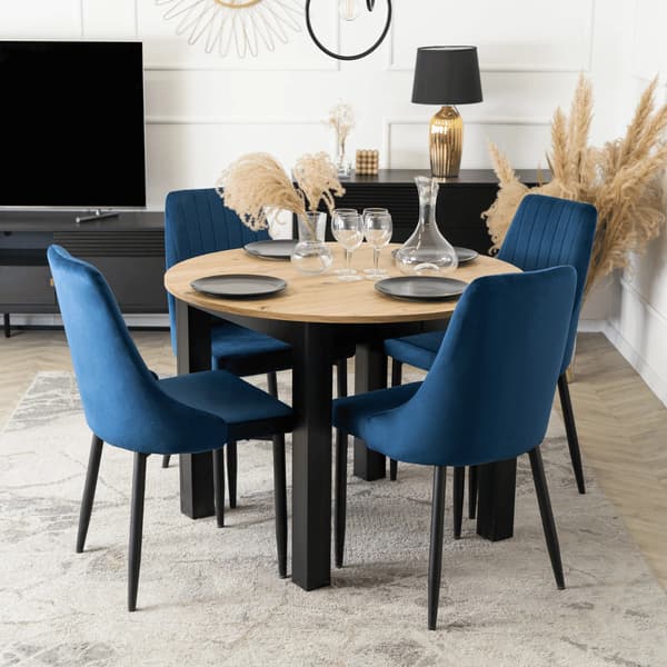 BARI Polstret Spisebordsstol Marineblå Velour Moderne Loft