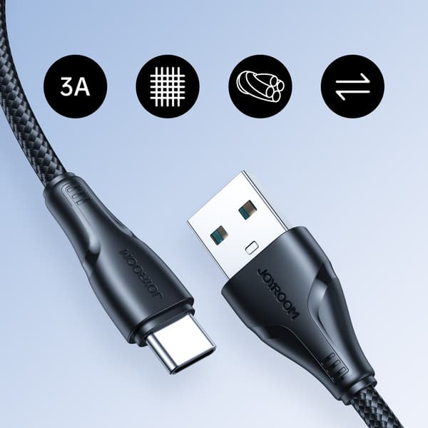 Surpass Series USB - USB-C Hurtigopladningskabel 3A 1,2m Sort