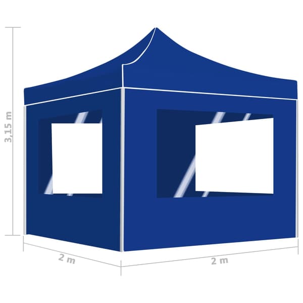 vidaXL Partytält med sidor, aluminium, 2x2 m, blå