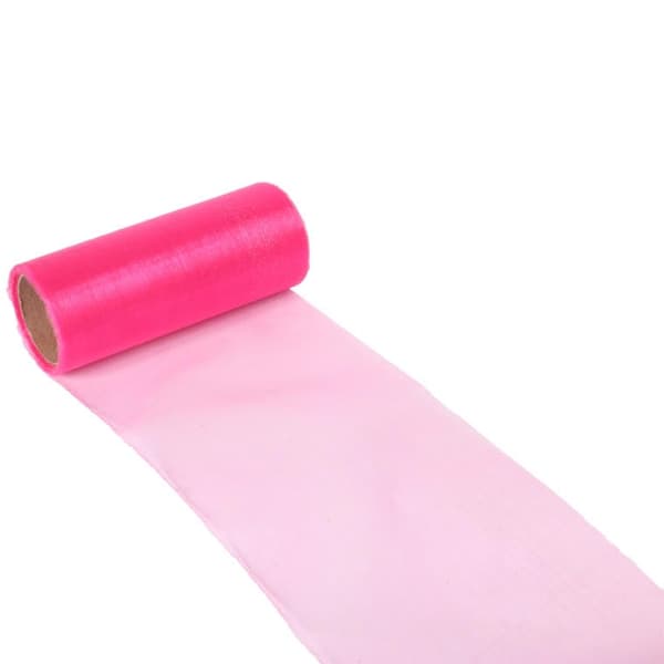 Rosa organza på spole - Bredd 12 cm, längd 9 m