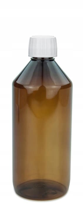 Ruskea lääkepullo korkilla 500ml