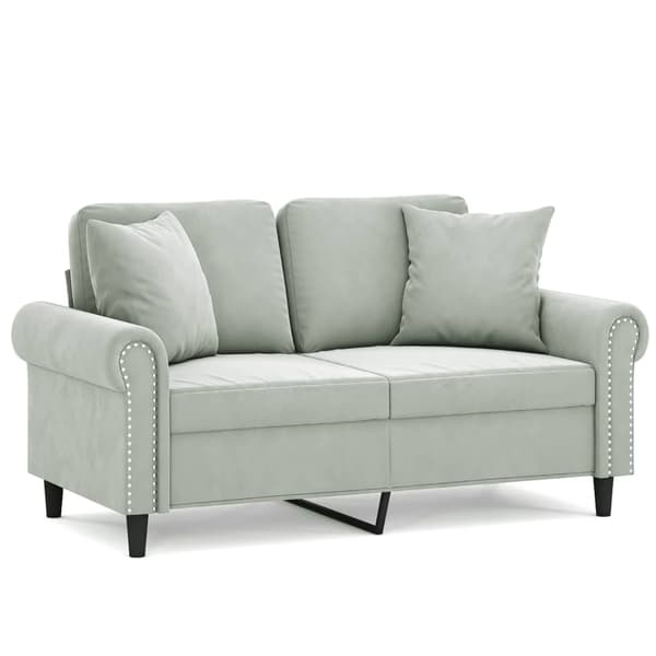 vidaXL 2-sitssoffa med kuddar ljusgrå 120 cm sammet