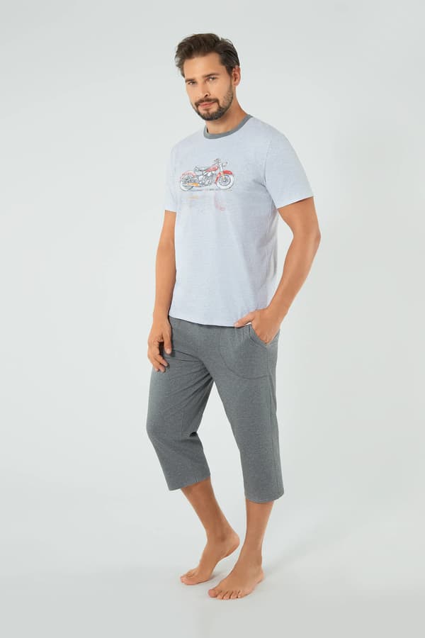 Junak herrepyjamas korte ærmer, 3/4 bukser S