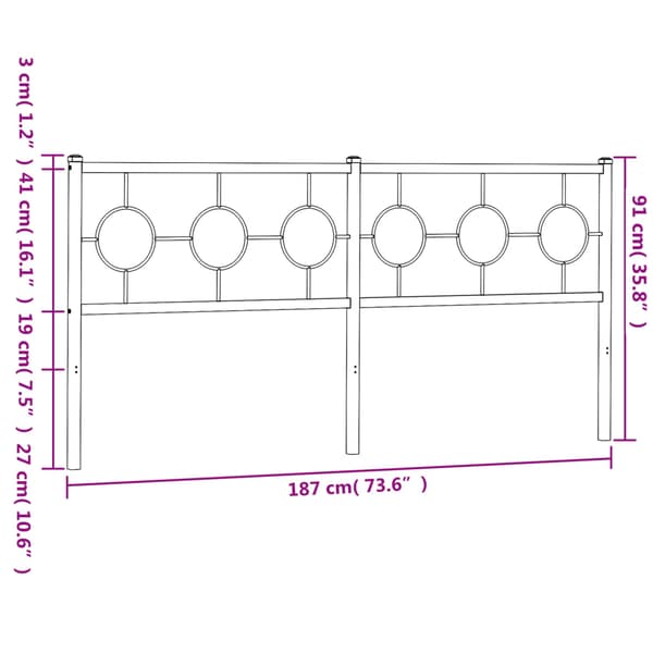 vidaXL metalsengegavl, sort, 180 cm