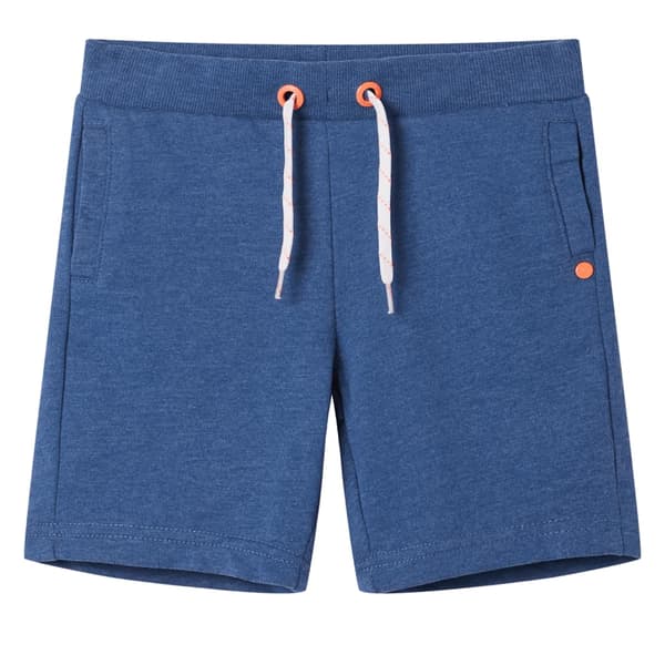 Barnshorts med dragsko, mörkblå melerade, 128