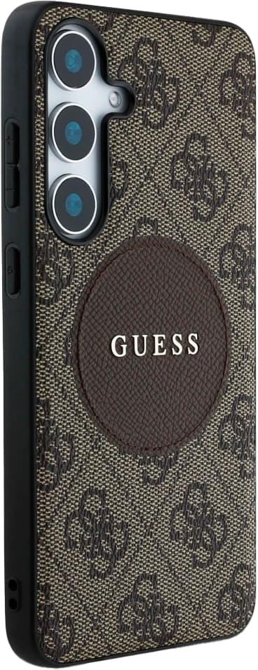 Guess 4G Round Patch Classic Logo MagSafe-cover til Samsung Galaxy S25 Plus Brun