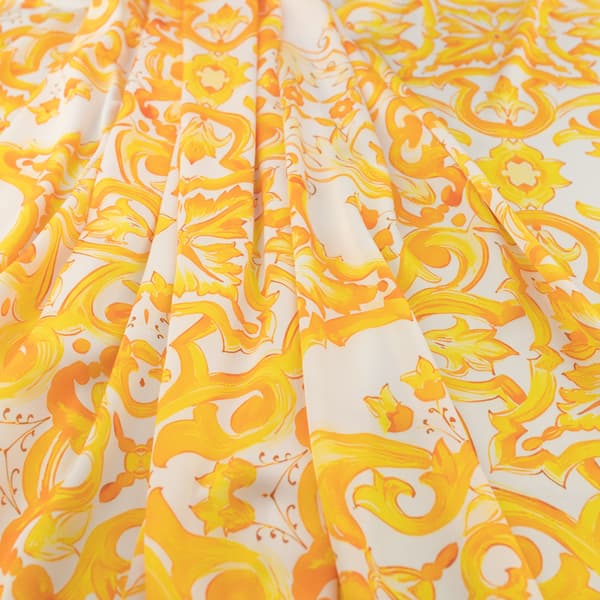 Gul majolica silke chiffonstof