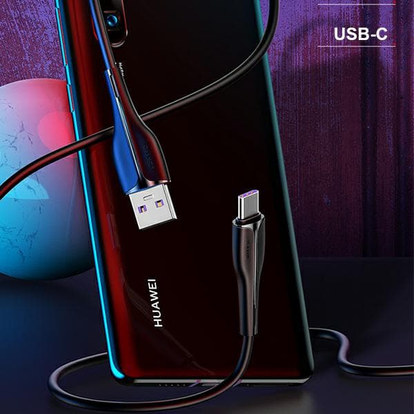 USAMS U38 USB-A til USB-C 5A hurtigopladerkabel til OPPO/HUAWEI 1m sort