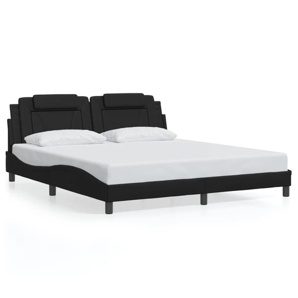 vidaXL sengestel med LED sort 180x200 cm kunstlæder