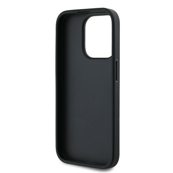 Karl Lagerfeld Diagonal Quilted Script -suojakuori iPhone 15 Prolle, musta