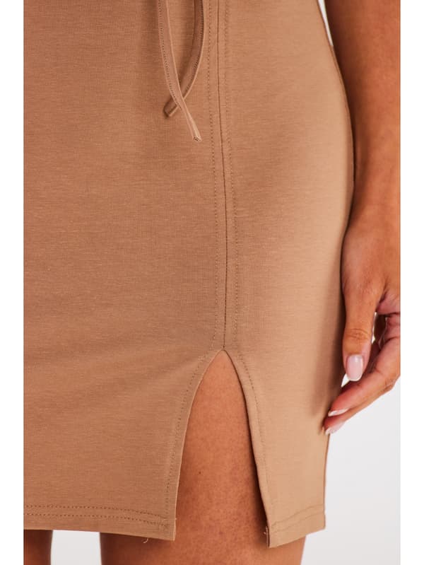Minikjol i bomull, beige S