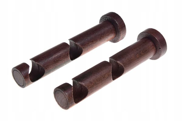 Dubbel träkonsol för gardinstång diameter 20 mm Mahogny 2 st