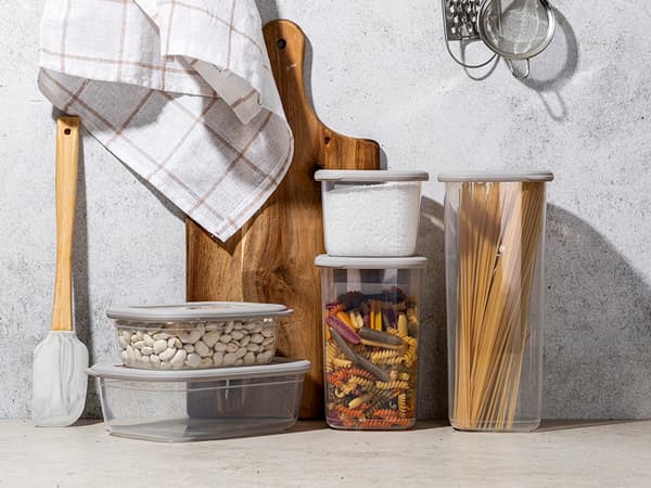 Rektangulära plastmatbehållare, set med 3, 800 ml, 1,3 l, 2,3 l