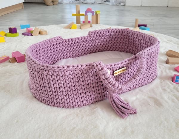 Moses Basket BOHO Bomullsdockbärare - Lavendel
