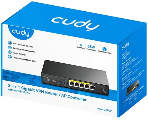 Cudy C200P AP Accesspunktskontroller med 4 PoE+ portar