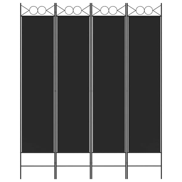 vidaXL 4-panels rumdeler, sort, 160x200 cm, stof
