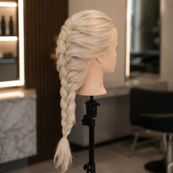 Jessica hårträningshuvud, äkta hår, 60 cm + stativ