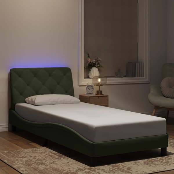 vidaXL Sängram med LED ljusgrå 80x200 cm sammet
