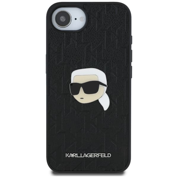 Karl Lagerfeld Monogram Karl Head Pin Cover til iPhone 16e, Sort