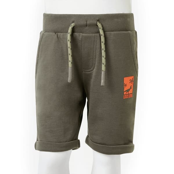 Børneshorts med snøre, mørk khaki, 140