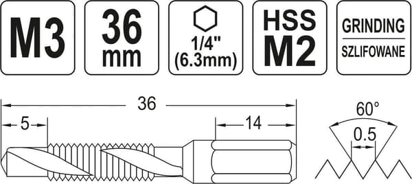 GEVINDBOR M3 HEX YT-44840 YATO