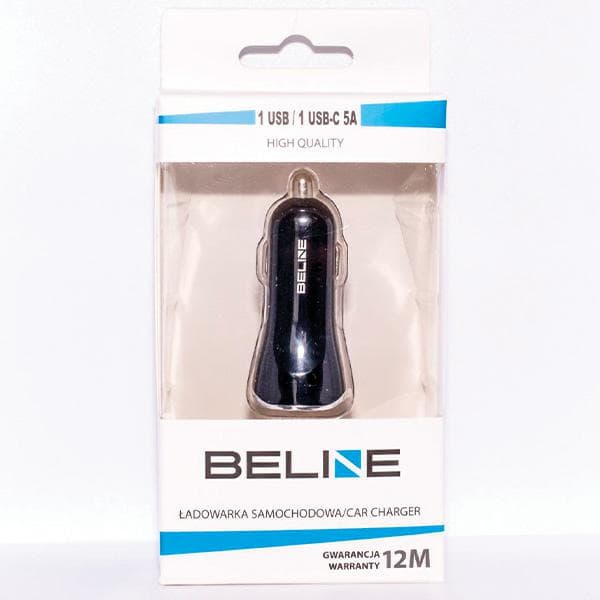 Beline Billaddare 1xUSB och 1xUSB-C 5A 30W Svart