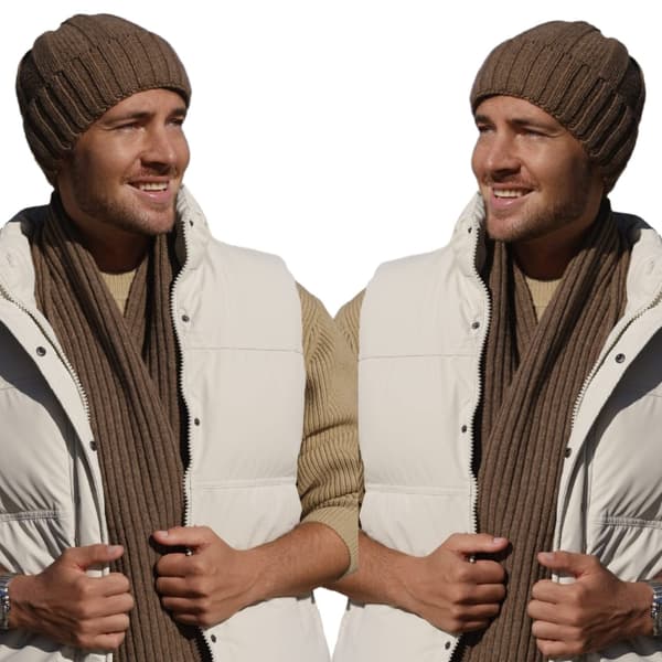 BEN herrhatt - brun, 80% ull, ribbad mudd