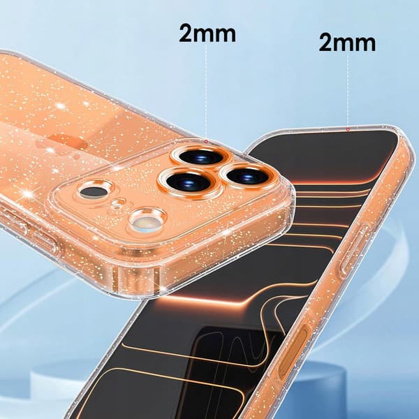 ETUI til IPHONE 17 PRO MAX SILIKONE GLITTER SHINE glitter 2mm ETUI + 2x GLAS