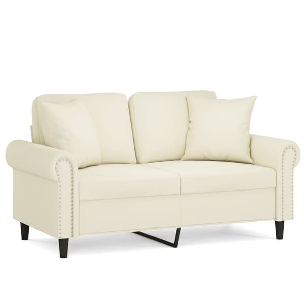 vidaXL 2-sitssoffa med kuddar, krämfärgad, 120 cm, sammet