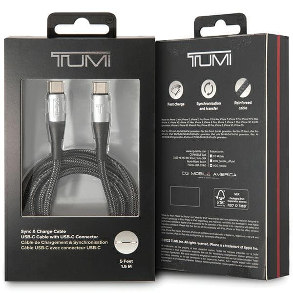 TUMI USB-C til USB-C Kabel 1,5m Hurtigopladning Sort
