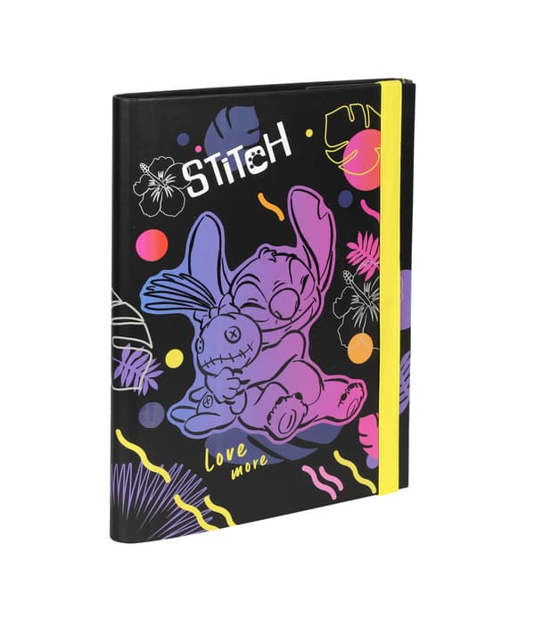 Disney Black. A5 papmappe med elastik, 3 cm. Stitch 2