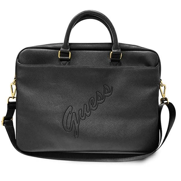 Guess Saffiano Script Laptoptaske op til 16", Sort