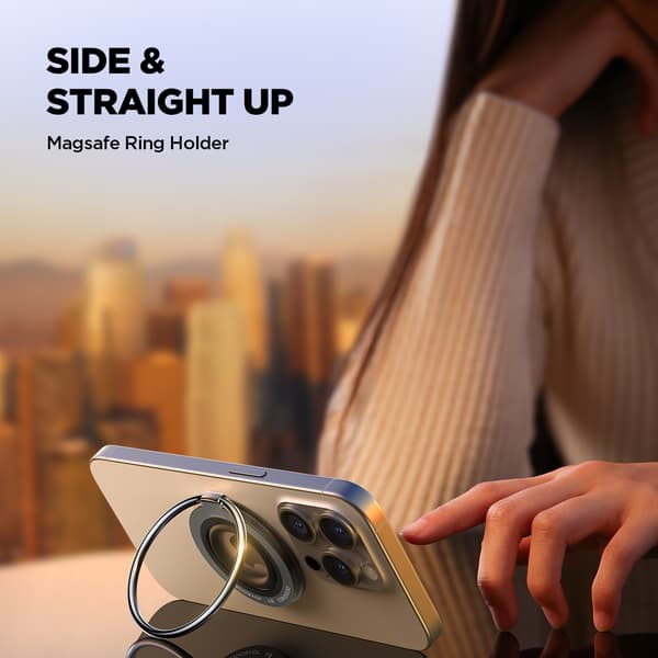 Magnetisk telefonholder MagSafe ring til fingre sort