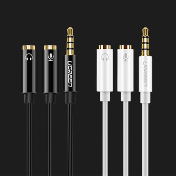 Splitteradapter mini-jack 3,5 mm - 2 x mini-jack 3,5 mm mikrofon og hovedtelefoner sort