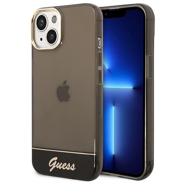Guess Gennemsigtigt Etui til iPhone 14 Plus, Sort