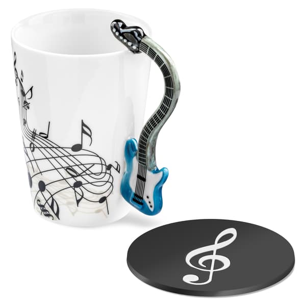 Musikduo-set - BLÅ ELGITARRMugg + underlägg
