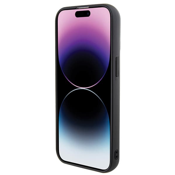 Karl Lagerfeld 3D gummicover med flere logoer til iPhone 15, sort