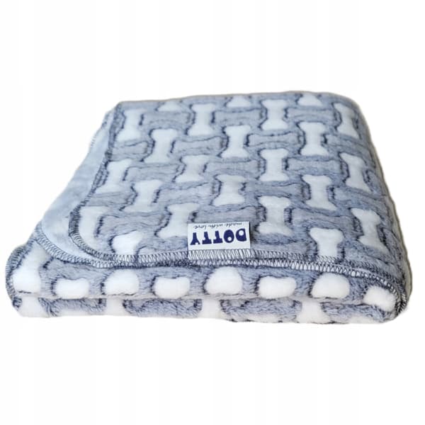 Blødt tæppe til hunde-katteseng DOTTY fleece minky grå terninger 80x55