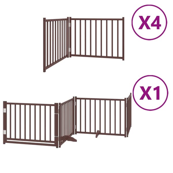 vidaXL Hopfällbar hundgrind med dörr 12 paneler brun 960 cm