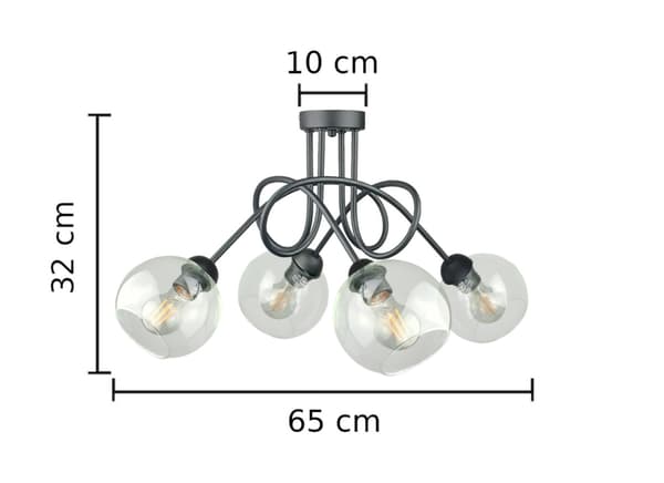 Loftlampe 4xE27 EVIE SORT