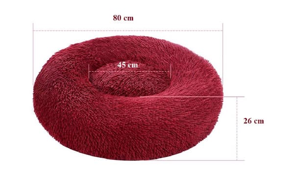 Blød rund hundeseng 80x80 cm bordeaux