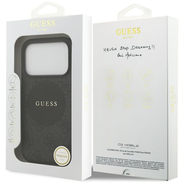 Guess 4G Circle Classic Logo MagSafe-etui til iPhone 17 Pro, sort
