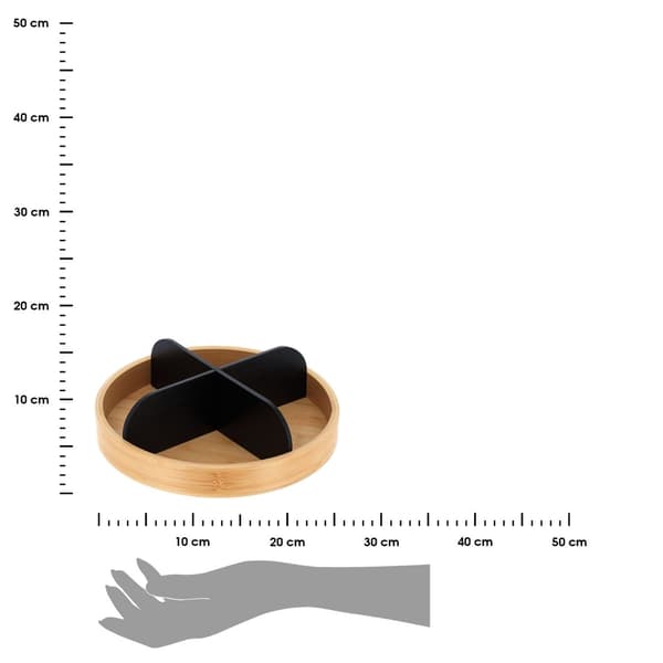 Roterende bambusbakke med 4 sorte rum