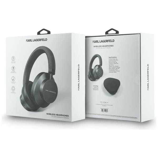 Karl Lagerfeld Saffiano Elongated Bluetooth ANC Over-Ear Hörlurar Grå