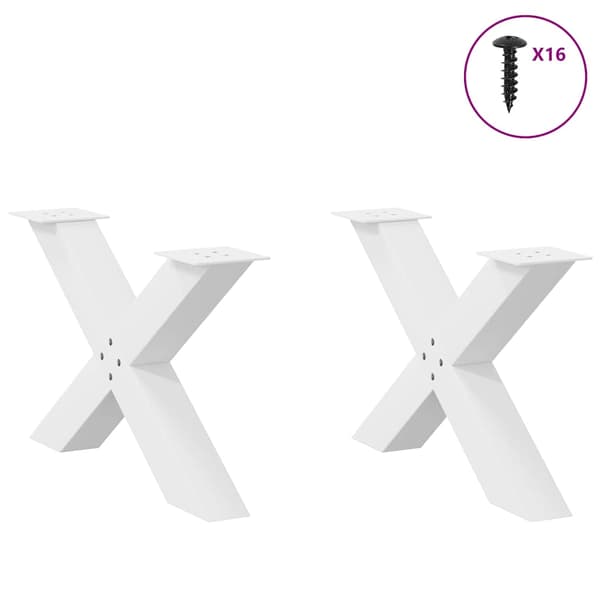 vidaXL X-formade soffbordsben 2 st vit stål