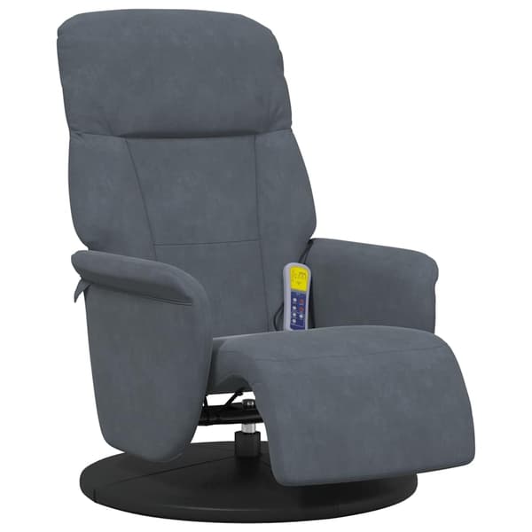 vidaXL Hierontatuoli jalkatuella, tummanharmaa sametti