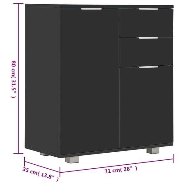 vidaXL kommode i højglans sort 71 x 35 x 76 cm spånplade