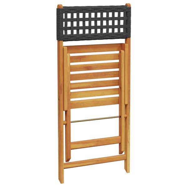 vidaXL foldbare havestole, sæt med 4, sort polyrattan og træ